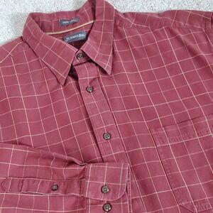 St Johns Bay Men's Button Up Shirt Size XL Rust Color Check Long Sleeve
